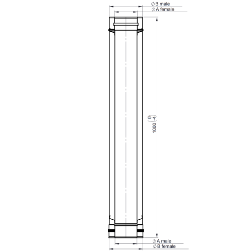 LAS-Schornstein - Längenelement 1000 mm - konzentrisch - Jeremias TWIN-GAS