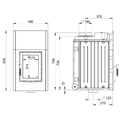 Kachelofeneinsatz Leda Diamant H20 10 kW