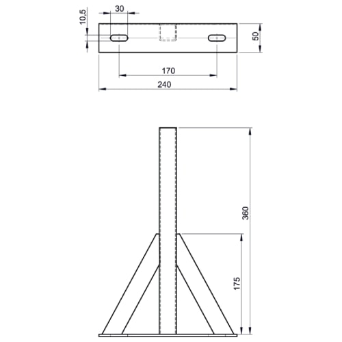 Kupferschornstein - Wandteil von DW24, für Wandhalter 250-360 mm für Jeremias DW-FU