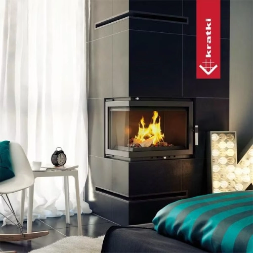 Kamineinsatz Kratki Zuzia 15 | 12 kW Eckkamin wasserführend