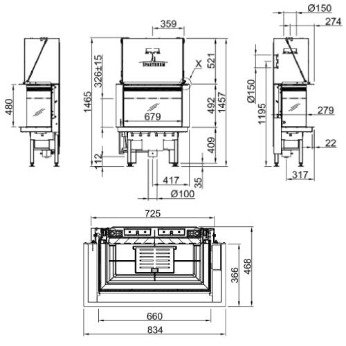 Kamineinsatz SPARTHERM Lean 3RL-70h 7,5 kW Panoramakamin Schiebetür