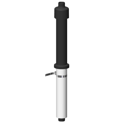 LAS-Schornstein - Dachhochführung konzentrisch, inkl. Befestigungsschelle L = 650 mm, schwarz - Jeremias TWIN-PL