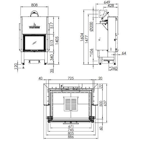 Kamineinsatz SPARTHERM Varia 1Vh H2O XXL 15 kW Schiebetür wasserführend