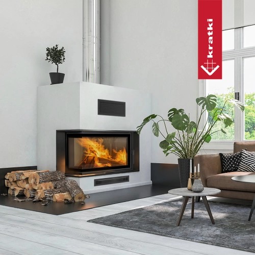Kamineinsatz Kratki MBM PW 12 kW Eckkamin wasserführend