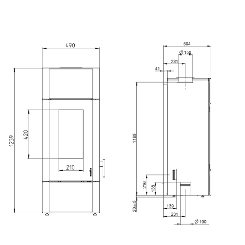 Kaminofen Wodtke Giro water+ 8 kW Wasserführend