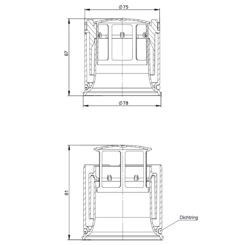 Kunststoffschornstein - Rückstromsicherung PPS Ø 80 mm mit integriertem Siphon - einwandig - Jeremias EW-PPS