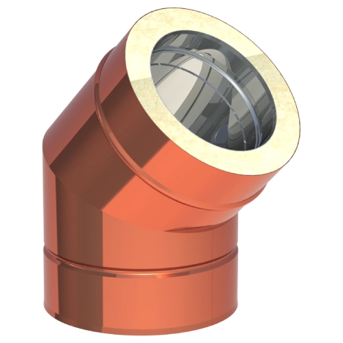 Kupferschornstein - Winkel 45° starr - doppelwandig - Jeremias DW-FU