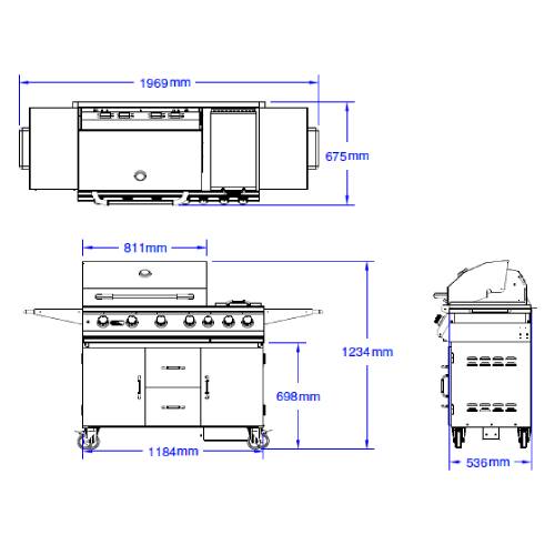 Gasgrill Bull BBQ 7Brenner Cart