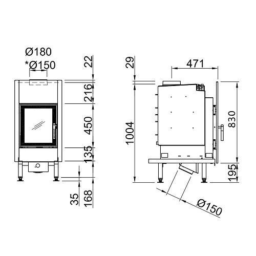 Kachelofeneinsatz Spartherm Renova A H2O für Frontblende 13,4 kW