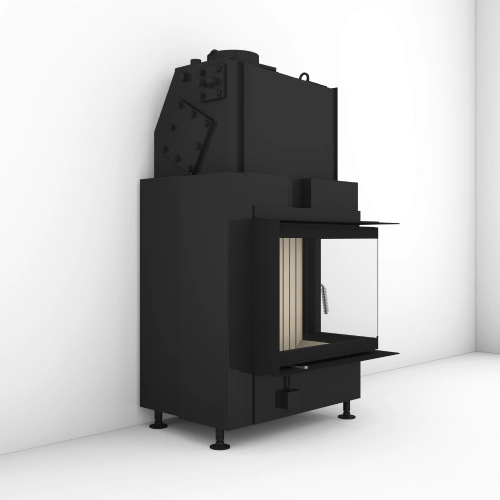 Kamineinsatz Brunner Eckkamin 42/57/30 rechts Drehtür 8 kW wasserführend