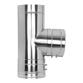 Edelstahlschornstein - T-Anschluss 87° mit Wassernase - doppelwandig - Jeremias DW-FU