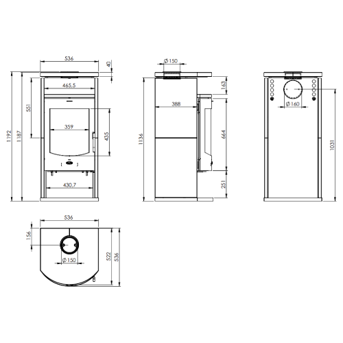 Kaminofen Fireplace Barcelona 8 kW Speckstein