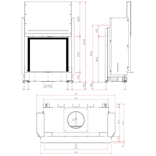 Kamineinsatz SCHMID Lina GT 7363 h Kristall+ 6 kW Frontkamin Schiebetür