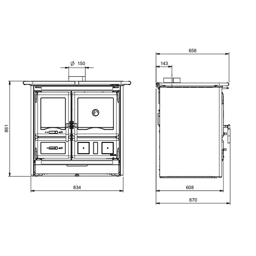 Holzherd La Nordica Rosa L 5.0 Steel 9,5 kW