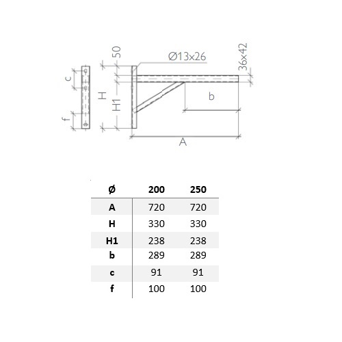 Edelstahlschornstein - Verlängerte Wandkonsole (Paar) Wandabstand (50-200 mm) - Schiedel Metaloterm MF