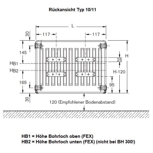 Buderus Heizkörper C-Profil Typ 30 HxL 600x2800 Logatrend