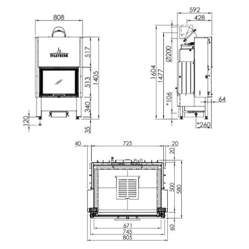 Kamineinsatz SPARTHERM Varia 1Vh H2O XL 9 kW Schiebetür mit kompletter Ausstattung