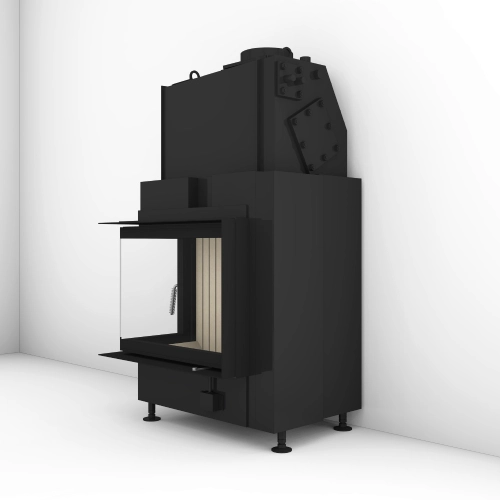 Kamineinsatz Brunner Eckkamin 42/57/30 links Drehtür 8 kW wasserführend