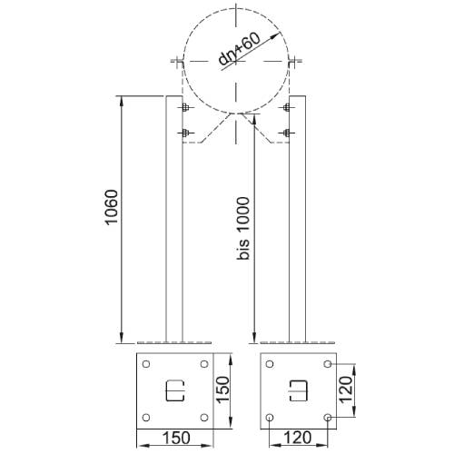 Edelstahlschornstein - Verlängerungsrohr für statischen Wandhalter 1060 mm - doppelwandig - Reuter DW-Systeme