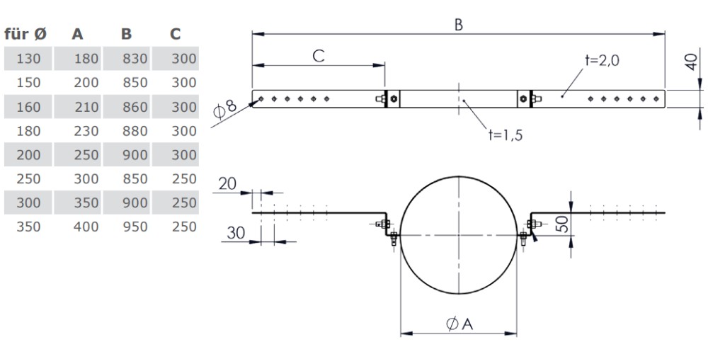 Edelstahlschornstein - Sparrenhalter light - doppelwandig - Jeremias DW-ECO