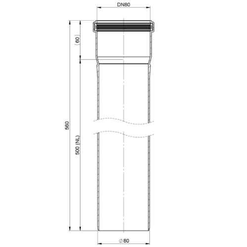 Kunststoffschornstein - Längenelement 560 mm - einwandig - Jeremias EW-PPS