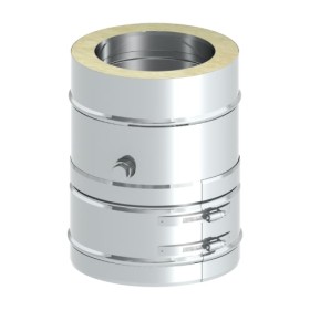 Edelstahlschornstein - Messelement 250 mm inkl. 1/2'' Muffe und Verschlussschraube - doppelwandig - Jeremias DW-FU