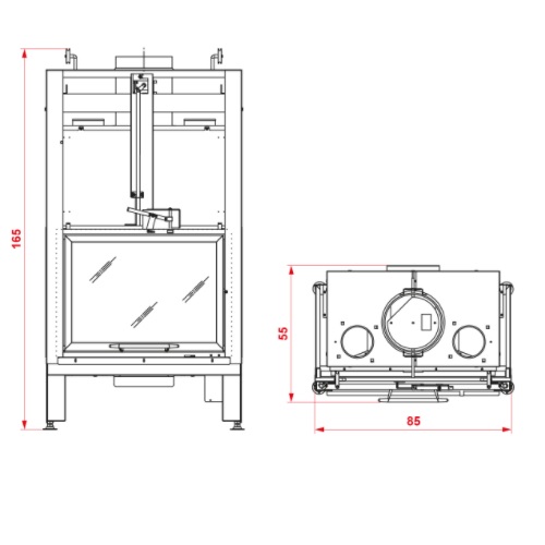 Kamineinsatz Palazzetti Ecomonoblocco MX 78 Eckkamin 13 kW