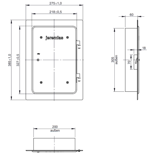 Kamintür - Edelstahlkamintür 300 x 200 mm mit Schiebestutzen - einwandig - Jeremias EW-FU