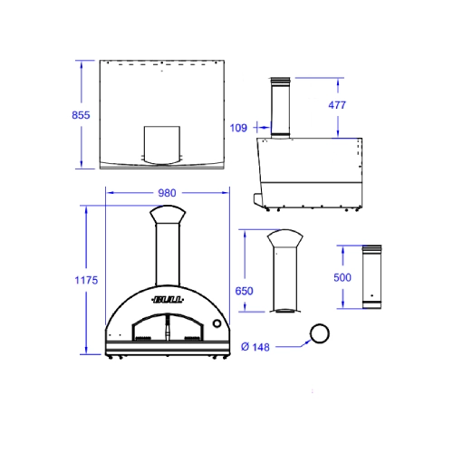 Pizzaofen Bull BBQ Holz XL Built-In