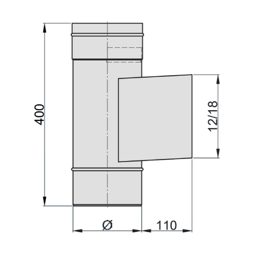 Edelstahlschornstein - Prüföffnung Hochtemperatur 120/180 mm - einwandig - eka complex E