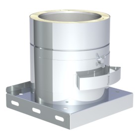 Edelstahlschornstein - Grundplatte mit herausnehmbaren Rußtopf - doppelwandig - Jeremias DW-ECO