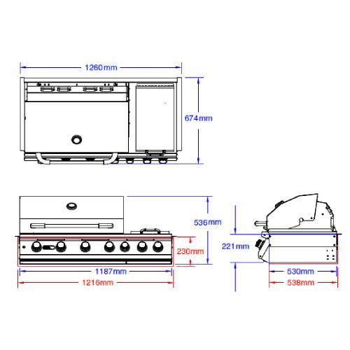 Gasgrill Bull BBQ 7Brenner Built-In
