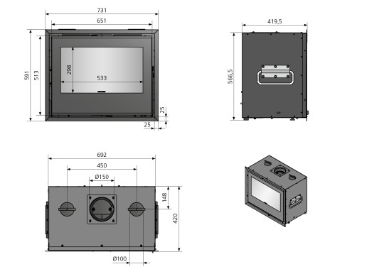 Kaminkassette Oranier HIC OR-70 | 6,5 kW