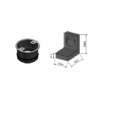 Kaminzubehör Cera Design - Zuluftstutzen, ø 150 mm - für Abgang unten, 6 Stellfüsse lang