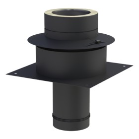 Edelstahlschornstein - Grundplatte für Kaminerhöhung bis 120°C/P1 (mit rundem Einschub) - doppelwandig - Jeremias DW-BLACK
