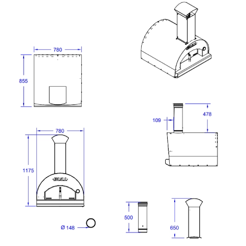 Pizzaofen Bull BBQ Holz L Built-In