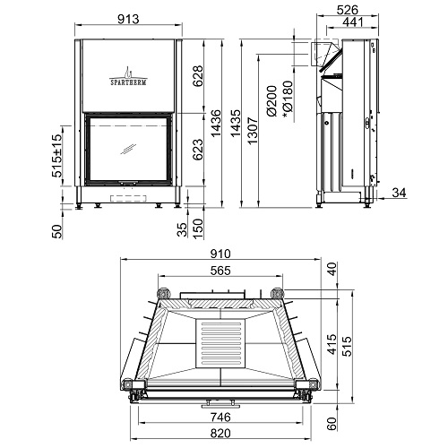 Kamineinsatz SPARTHERM Varia Sh 10,5 kW Schiebetür raumluftunabhängig