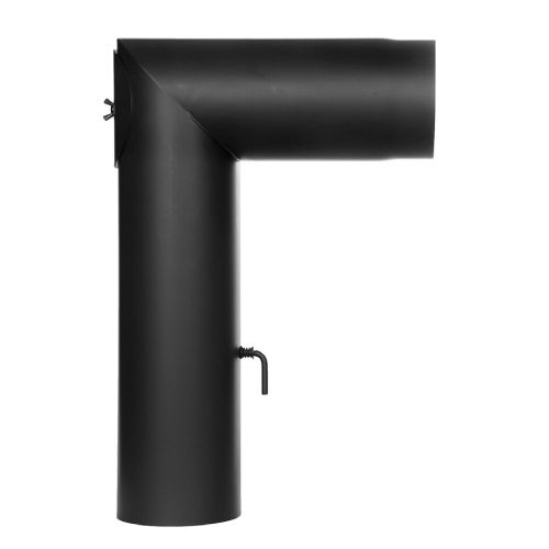 Ofenrohr - Kniewinkelrohr mit Tür und Drosselklappe - schwarz - Jeremias Ferro-Lux