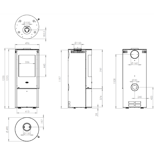 Kaminofen Fireplace Isola 6 kW