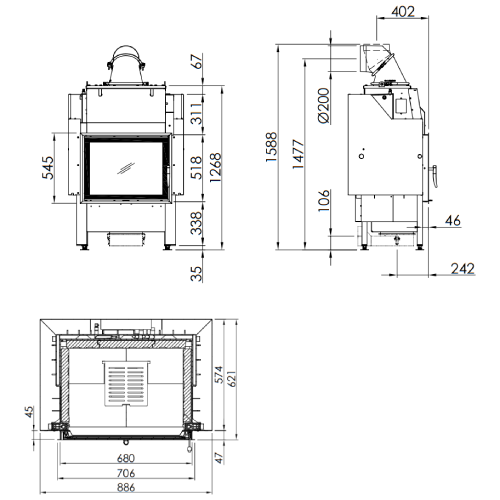 Kamineinsatz SPARTHERM Varia 1V H2O XXL 15 kW Drehtür wasserführend