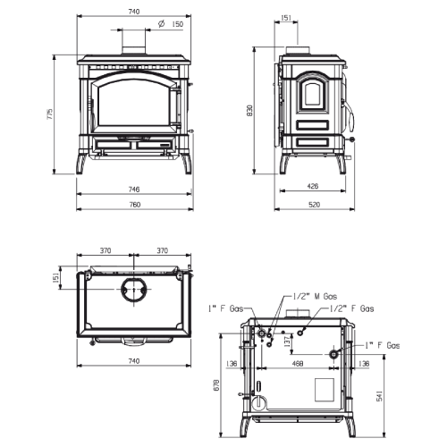 Kaminofen La Nordica TermoIsotta D.S.A. 15 kW Wasserführend