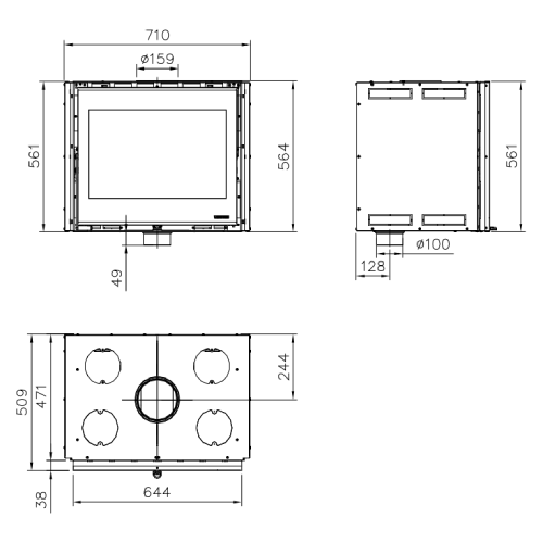 Kamineinsatz La Nordica Inserto 70 Wide 7,5 kW