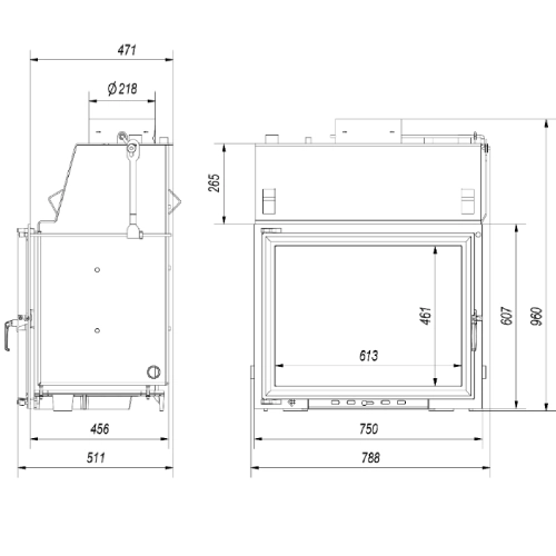 Kamineinsatz Kratki Amelia 15 kW wasserführend