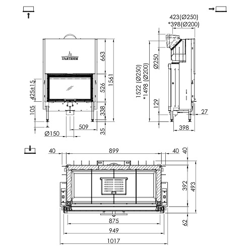 Kamineinsatz SPARTHERM Varia 1V-87h 9,5 kW Schiebetür