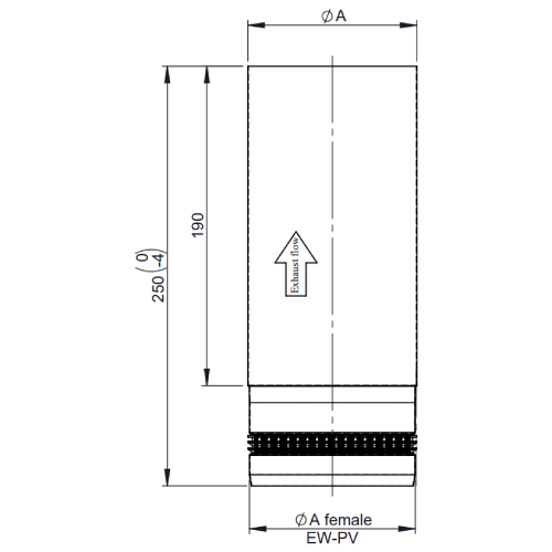 Pelletofenrohr - Längenelement 250 mm - schwarz lackiert - Jeremias Pellet-Line