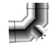 Edelstahlschornstein - Bogen 87° (90°) mit Quetscheckel maximal 200°C - doppelwandig - Schräder Future DW