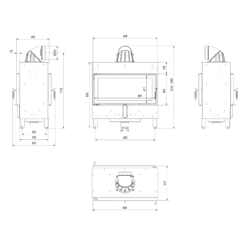 Kamineinsatz Kratki Lucy 16 | 16 kW Tunnel