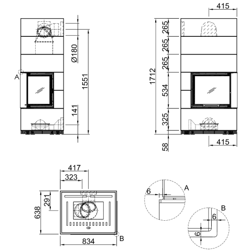 Kaminbausatz SPARTHERM SIM Varia 2R-55h 7 kW Schiebetür