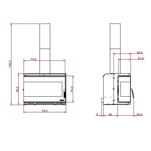 Kamineinsatz Palazzetti Ecopalex GTM 80 | 12,4 kW Eckkamin