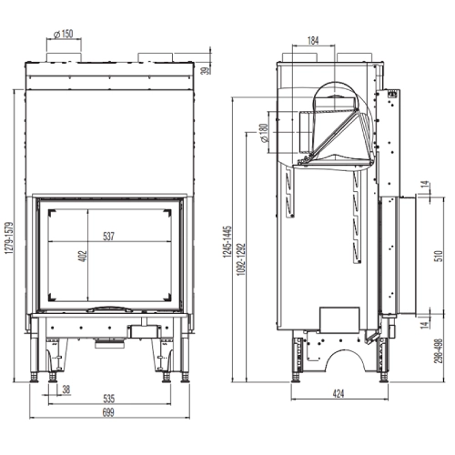 Kamineinsatz Austroflamm 65S 2.0 | 8 kW, Schiebetür